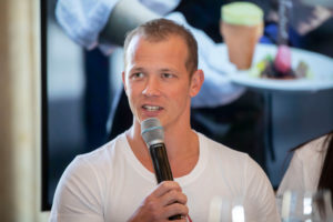 Fabian Hambüchen (former artistic gymnast and 2016 Olympic winner on the horizontal bar) speaks in the press conference about the support of the team and the motivation in the competition. Credit: Messe Stuttgart